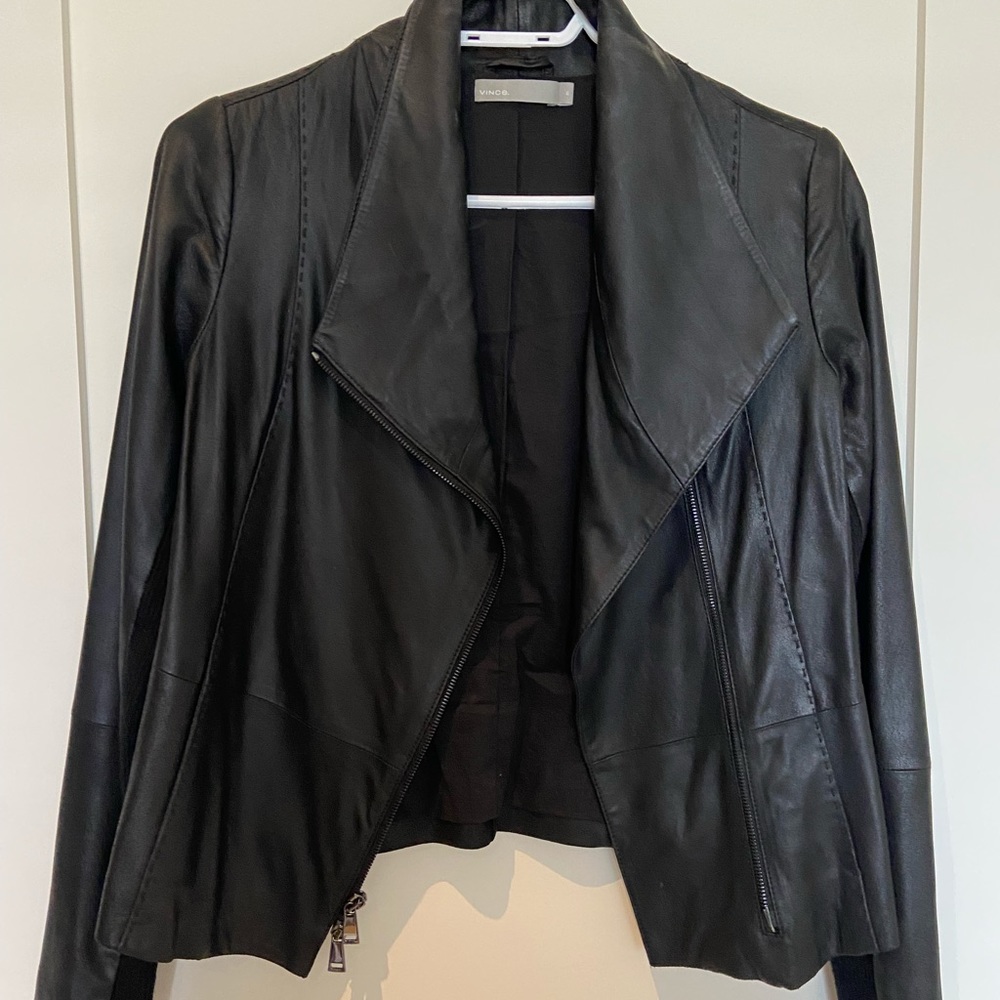Vince scuba leather jacket (black)